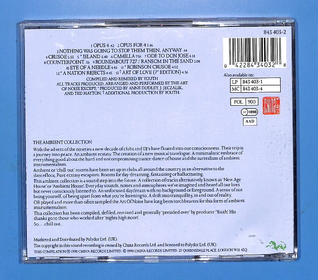 Art Of Noise - The Ambient Collection EU 5- – płyta CD, okładka tył