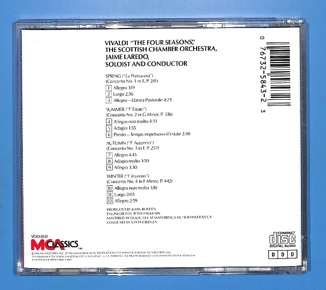 Vivaldi - The Four Seasons Laredo EU 4 – płyta CD, okładka tył