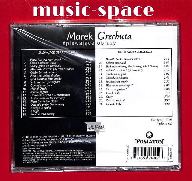 Marek Grechuta - Śpiewające Obrazy EU NEW – płyta CD, okładka tył