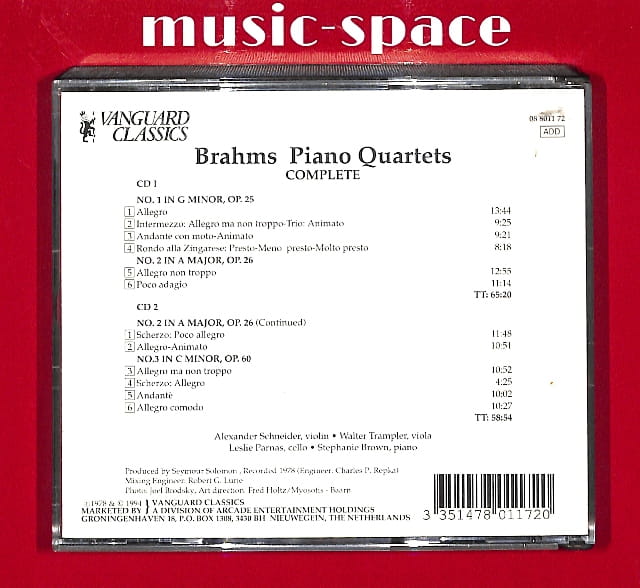 Brahms - Piano Quartets Complete 2CD EU 5- - obrazek 2