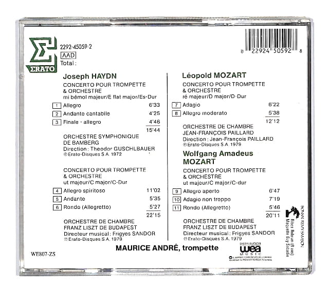 Haydn, Mozart - 4 Concertos Pour Trompette EU 3+ – płyta CD, okładka tył