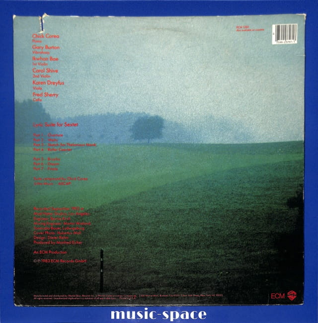 Corea / Burton - Lyric Suite For Sextet EU VG+ – płyta winylowa, okładka tył