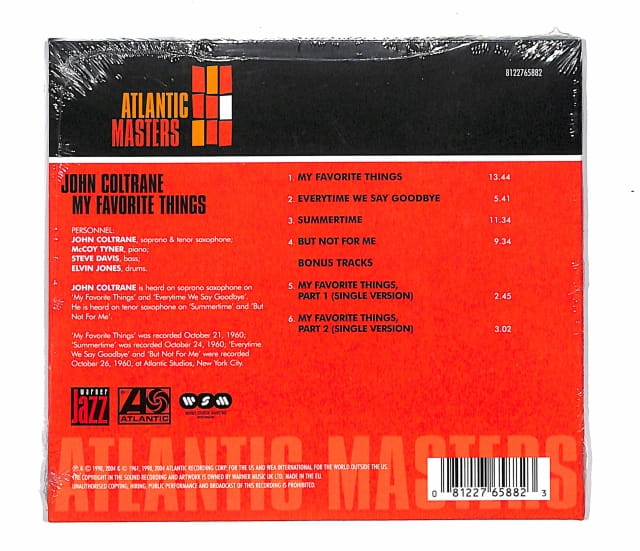John Coltrane - My Favorite Things EU NEW – płyta CD, okładka tył