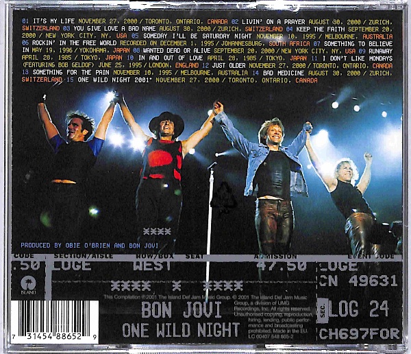 Bon Jovi - One Wild Night - Live 1985-2001 EU NEW - obrazek 2