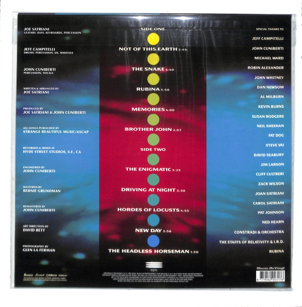 Joe Satriani - Not Of This Earth EU NEW 40th Anniversary Red Vinyl – płyta winylowa, okładka tył