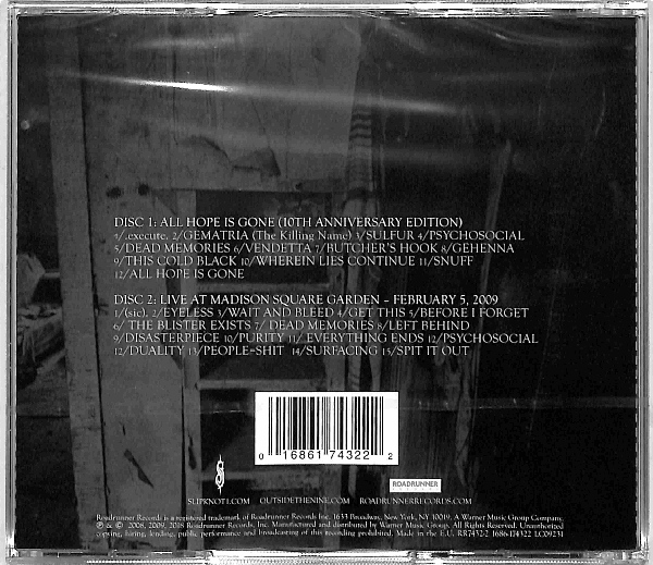 Slipknot - All Hope Is Gone 2CD EU NEW 10th Anniversary Edition – płyta CD, okładka tył